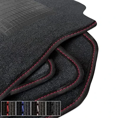 Abbildung von moto MOLTICO Premium Auto Velours Autoteppiche Schwarz Automatten passend für Opel Astra G 1998 2004 Rote