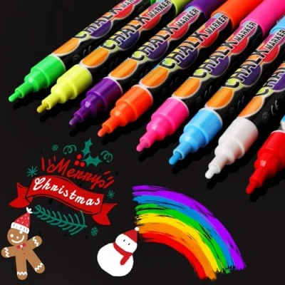 Abbildung von WECUTE 8 Farben Kreidestifte für Tafel Abwaschbar,3mm Neon Flüssigkreide Fenster,Kreidemarker Glas &amp; Tafeln,Tafelstift,Bunt Fensterstifte, Glasmalstifte,Whiteboard Marker (3 mm Farben)