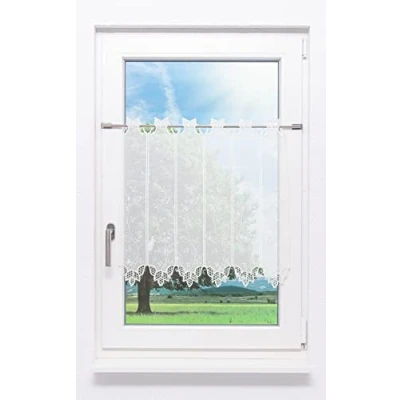 Abbildung von LYSEL Scheibengardine Blätterranke (Bx H) 97,2cm * 60cm wollweiß