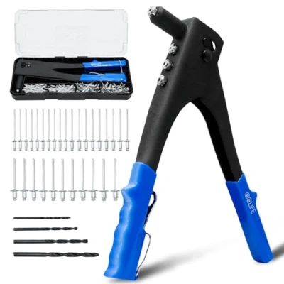 Abbildung von CCLIFE Nietzange Set Blindnietzange Popnietenzange 4 Schwere HSS Bohrer mit Stoßfeste PET Box Nietenzange Profi Nietpistole 200tlg Blindnieten 2,4 3,2 4,0 4,8mm Nieten Zange