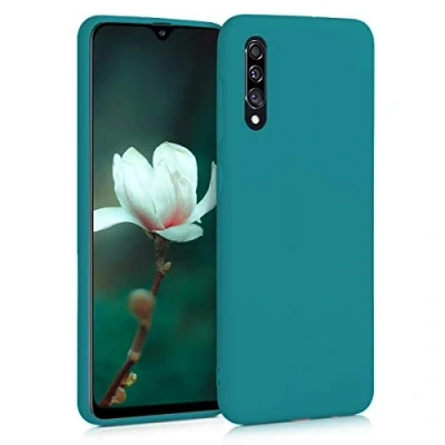Abbildung von kwmobile Hülle kompatibel mit Samsung Galaxy A30s weiches TPU Silikon Case Cover geeignet für kabelloses Laden Petrol matt