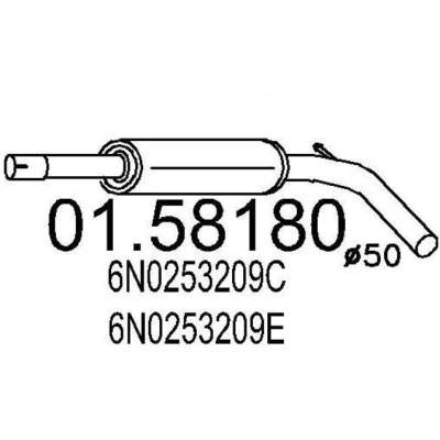 Abbildung von MTS 01.58180 Mittelschalldämpfer 1020 VOLKSWAGEN: Polo III Schrägheck