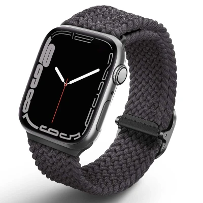 Abbildung von Uniq Apple Watch Armband Polyester Grau Geeignet für 1 9 / SE 38/40/41 mm Granitgrau
