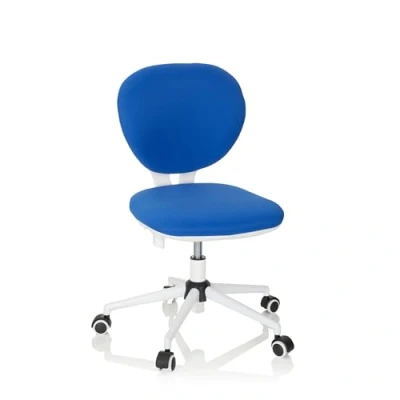 Abbildung von hjh OFFICE 670970 Kinder und Jungenddrehstuhl Kid VIVO Stoff Blau/Weiß Kinderbürostuhl mit höhenverstellbarer Rückenlehne