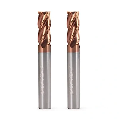 Abbildung von 8mm Fräser Schaftfräser Hartmetall 4 Schneiden, 2 Stücke TiSiN Coat Spiralfräser Bit VHM CNC Fräser，55 HRC Schneide Schaftfräsersatz Drill für Aluminiumlegierung, Stahl, Kupfer