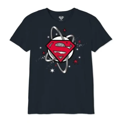 Abbildung von dc comics Jungen Boshazmts001 T Shirt, Marineblau, 8 Jahre