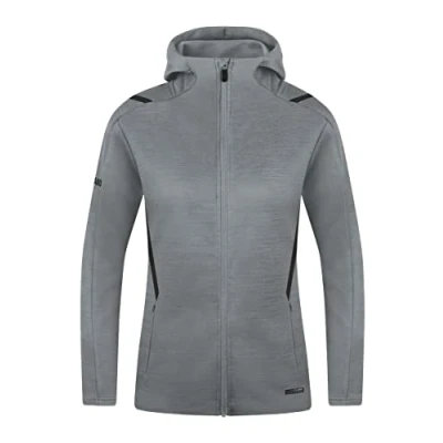 Abbildung von JAKO Damen Freizeitjacke Challenge mit Kapuze, Steingrau Meliert/Schwarz, 44