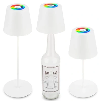 Abbildung von BRILONER 3 in 1 RGBW LED Tischlampe kabellos IP44 mit Touch, stufenlos dimmbar, Akku &amp; Lichtquelle tauschbar, Nachttischlampe, Lampe, Weinlampe, Flaschenlampe Aufsatz, 36x10,5 cm, Beige