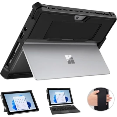 Abbildung von MoKo Hülle für Microsoft Surface Go 4 /Surface 3 / 2 Case, All in One Schutzhülle mit Stifthalter und Handschlaufe, Kompatibel Type Cover Keyboard Schwarz