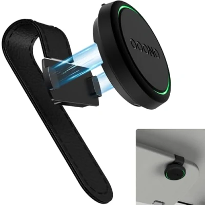 Abbildung von SUPMEGA Magnetische Auto Sonnenblendenhalterung für OOONO CO Driver NO2, aus Leder mit eingebauten Magneten, kompatibel NO2 Blitzerwarner