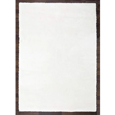 Abbildung von andiamo Teppich Lambskin Kunstfell flauschiger Schlafzimmer geeignet als Bettvorleger oder Fellteppich Wohnzimmer Lammfellimitat pflegeleicht 165 x 230 cm weiß
