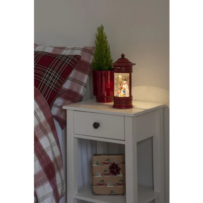 Abbildung von KONSTSMIDE LED Laterne &quot;Weihnachtsdeko rot&quot;, 1 flammig, Leuchtmittel Modul fest integriert, Wasserlaterne, Briefkasten, &quot;Schneemann mit 2 Kindern und Hund&quot;