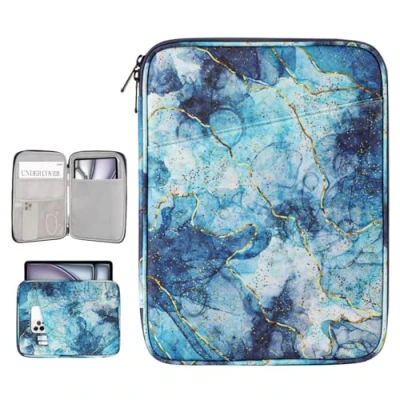 Abbildung von Dadanism 12,9 Zoll Tablet Tasche Sleeve Kompatibel mit iPad Pro 12,9&quot; M2 6./5./4./3. Gen, Pro/iPad Air 13&quot; 2024, 12,4&quot; Galaxy Tab S9 FE+/S9+/S8+/S7 FE/S7+,12,3&quot; Surface 7/6/5/4/X, Marmor Blau