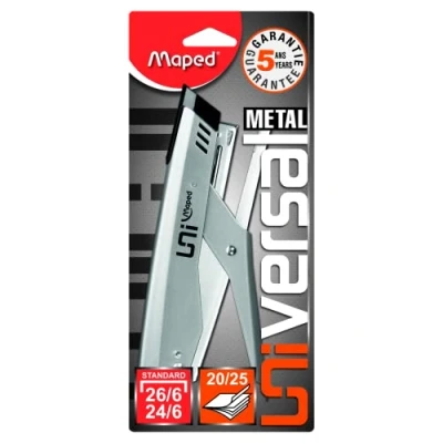 Abbildung von Maped Universal Heftklammer aus Metall kompatibel mit Heftklammern Nr. 24/6 und 26/6 Kapazität 20 bis 25 Blatt 400 inklusive Grau