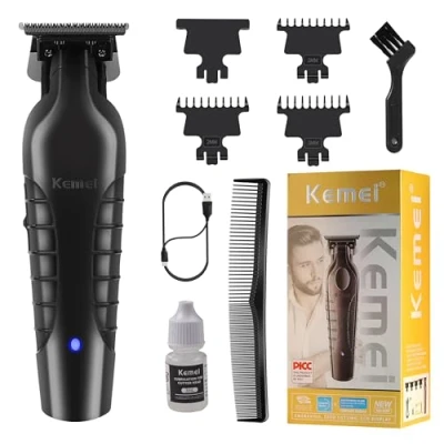 Abbildung von Kemei 2299 Professioneller Haartrimmer für Männer Elektrische Haarschneider, T Klinge mit Nullabstand, Outliner, Barttrimmer, Friseur Haarschneideset, Kabellos…