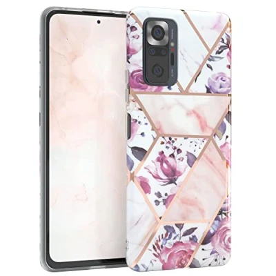 Abbildung von EAZY CASE Handyhülle Silikon mit Kameraschutz kompatibel Xiaomi Redmi Note 10 Pro, im Blumen Design, Rosen Motiv Hülle, Ultra dünn, Slimcover, Silikonhülle, Backcover, Rosé