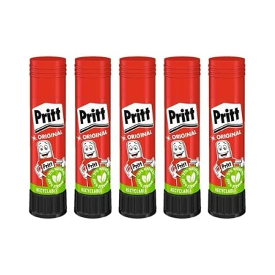 Abbildung von Pritt Klebestift 11g (5er Pack), sicherer und kinderfreundlicher Kleber für Kunst Bastelarbeiten, starker Klebstoff Schule &amp; Bürobedarf