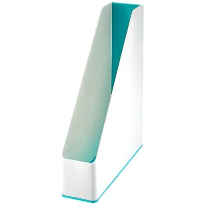 Abbildung von Leitz Stehsammler A4, 4er Pack, Zweifarbiges Design, Weiß/Eisblau, Duo Colour, WOW, 53621051