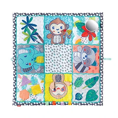 Abbildung von Infantino Jumbo Sensory Discovery Mat 122 x cm Spielmatte für Babys, Sensorische Erkundung, Tummy Time und zum Mitnehmen, Entwicklungsspielzeug mit Spiegel