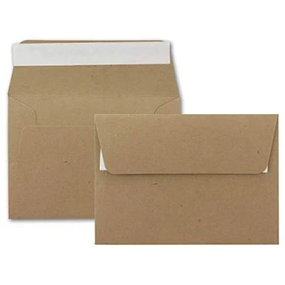 Abbildung von 50x Briefumschläge Sandbraun DIN C6 Format 11,4 x 16,2 cm Haftklebung Kuverts ohne Fenster Weihnachten, Gutscheine, Grußkarten &amp; Einladungen