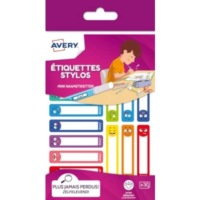 Abbildung von AVERY 30 Etiketten für Stifte, Format 50 x 10 mm Smiley 5 1 cm