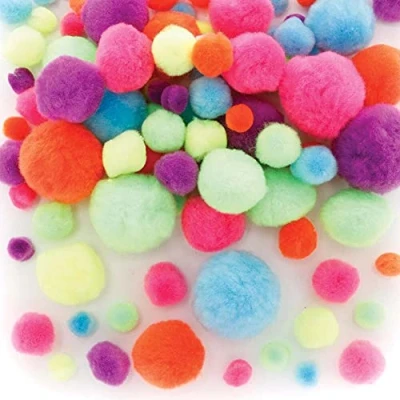 Abbildung von Baker Ross FE483 Neon Pompon Bastelset, 200 Stück, Kartenherstellungs Zubehör, Kunst und Handwerk Verzierungen zum Basteln