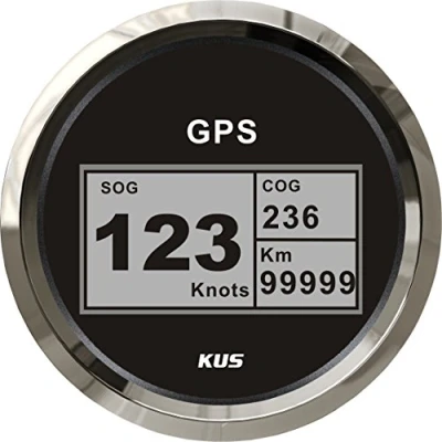 Abbildung von KUS Wasserdichter Geschwindigkeitsmesser, GPS, digital, mit Hintergrundbeleuchtung für Boot, Yacht, 85 mm, 9 32 V (schwarz)