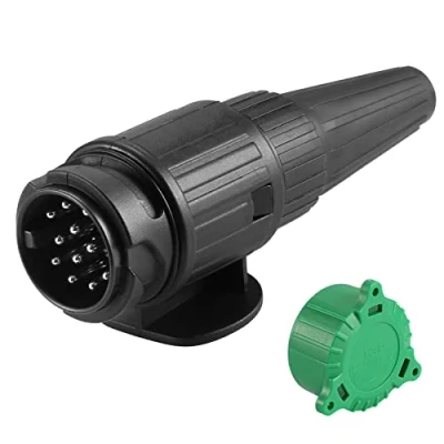 Abbildung von SPARKMOTO 12V Wasserdicht Anhänger Stecker 13 polig mit Grün Parking Cover,nach ISO11446 genormt,13Poliger für PWK KFZ LKW,AHK Adapter polige Stecker(Neu)
