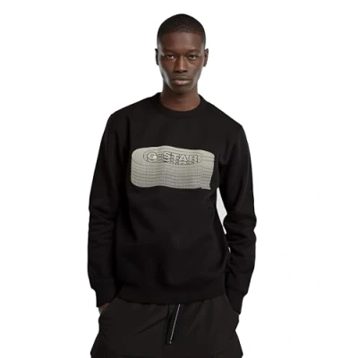Abbildung von G STAR Stacked OLD Skool LOGO Sweatshirt, Herren, Größe: Large, Dk black