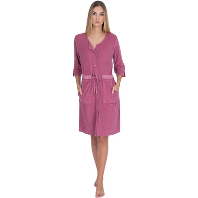 Abbildung von Wewo fashion Damenbademantel &quot;045&quot;, (1 St.), Badekleid, mit Knöpfen, 3/4 Arm, kurz