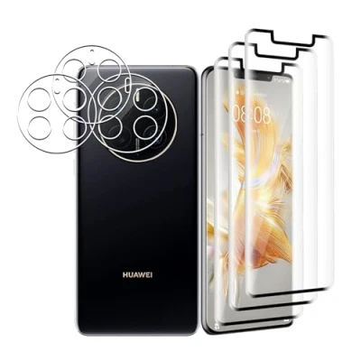 Abbildung von Ydiciv 3+3 Stück Schutzfolie für Huawei Mate 50 Pro Panzer Schutz Glas, 3 Stücke panzerfolie und Kamera 9H Härte, HD Klar Schutzglas, No Bubble,