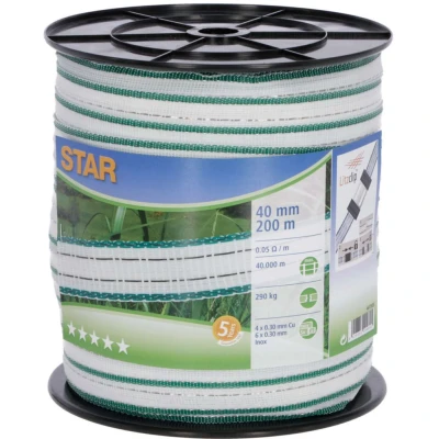 Abbildung von Ako Star Classe Weidezaunband Weiß/Grün 200m x 40mm