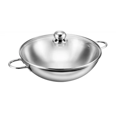 Abbildung von Kopf Wok Josie 32 cm, Edelstahl, Ø inkl. Glasdeckel, Induktion