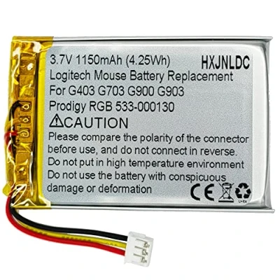 Abbildung von DC 3,7 V 1150 mAh Lithium Polymer Akku für Logitech Drahtlose Gaming Maus G403 G703 G900 G903 Prodigy RGB 533 000130