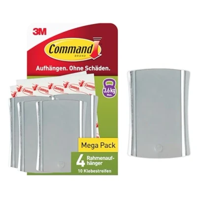 Abbildung von Command Großer Klebenagel für Bilderrahmen, selbstklebend, 4 Nägel und 10 Klebestreifen Bilder Aufhängen ohne Bohren, Haltekraft bis zu 3,6 kg