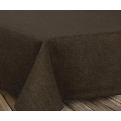Abbildung von BEAUTEX fleckenabweisende und bügelfreie Tischdecke Tischtuch mit Lotuseffekt Tischwäsche in Leinenoptik, Eckig 130x160 cm, Dunkelbraun