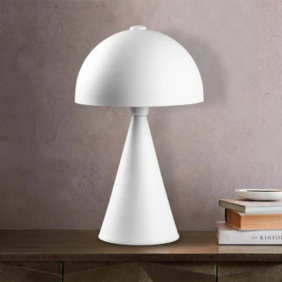 Abbildung von Tischlampe großer Pilz Fonka H52cm Metall Weiß Menzzo