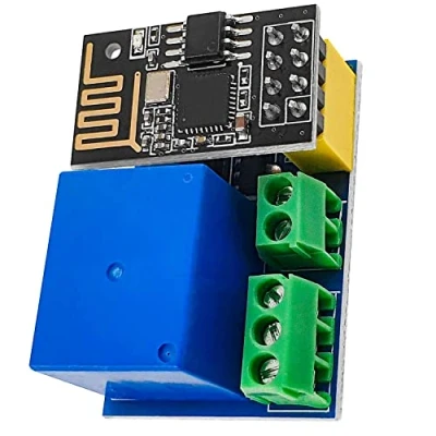 Abbildung von AZDelivery ESP8266 01S ESP WLAN WiFi Modul 5V mit Relais Adapter (Nachfolgermodell zum ESP01) kompatibel Arduino inklusive E Book!