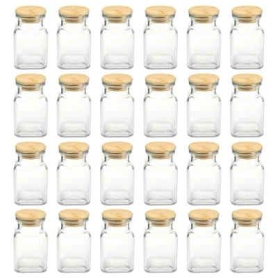 Abbildung von Schramm Gewürzbehälter Schramm® Gewürzgläser 150 ml quadratisch 5,5 x 10 cm mit Bambus Verschluss inkl. Etiketten wählbar 6, 12 oder 24 Stück Aufbewahrungsgläser, (24 Stück, tlg)