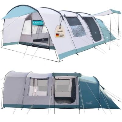 Abbildung von Skandika Tunnelzelt Hafslo 6 XL Sleeper Protect Campingzelt für Personen, Technologie, Eingenähter Zeltboden, Vordach, 5000 mm Wassersäule Großes Familienzelt, Zelt, Outdoor, Camping