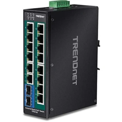 Abbildung von TRENDnet Industrie Switch 16Port Gbit PoE+ Metall DIN Rail