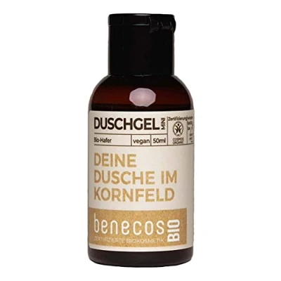Abbildung von benecosBIO Mini Duschgel BIO Hafer DEINE DUSCHE IM KORNFELD vegan recyceltes Plastik