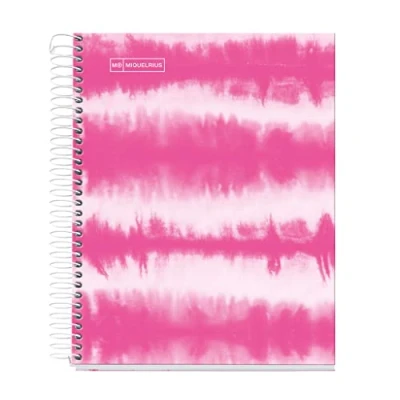 Abbildung von Miquelrius Spiralblock A5 120 Blatt 90 g Linien 7 mm 4 farbige Streifen Laminiertes Hardcover Tie Dye Blau