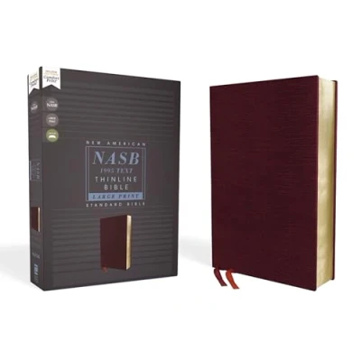 Abbildung von NASB, Thinline Bible, Large Print, Bonded Leather, Burgundy, Red Letter, 1995 Text, Comfort Print