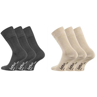 Abbildung von TippTexx 24 6 Paar seidige Bambus Socken, Geruchs Killer mit Anti Loch Garantie (as3, numeric, numeric_47, numeric_50, regular, Schwarz/Beige)