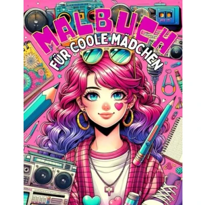 Abbildung von Malbuch für Coole Mädchen Geschenk ab 10 Jahren: Beschäftigungsbuch mit 50 Motiven (Portraits, Muster, Pferde und mehr) Teenager