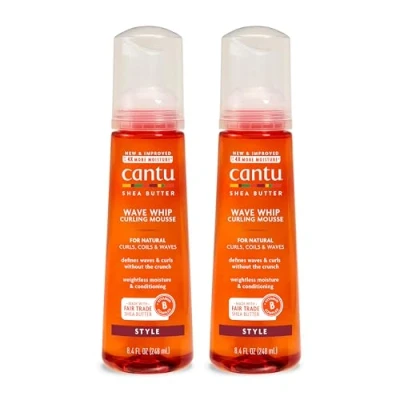 Abbildung von Cantu Wave Whip Curling Mousse für natürliches Haar mit reiner Sheabutter, 238 ml (2 Stück) (Verpackung kann variieren)
