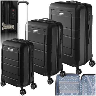 Abbildung von tectake Trolley Reisekofferset, 4 Rollen, 3 teilig aus robustem ABS Kunststoff