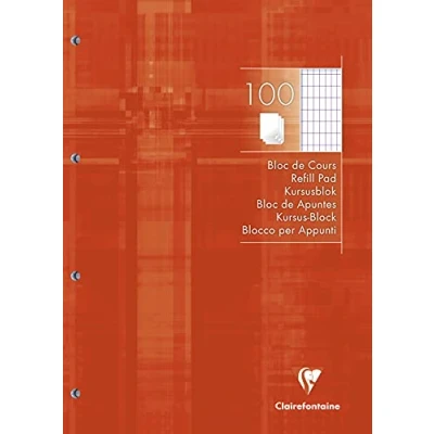 Abbildung von Clairefontaine 5817C Kursusblock (mit 100 Blatt, rautiert, DIN A4, 21 x 29,7 cm, ideal für die Schule) 1 Stück weiß