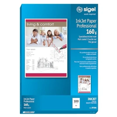Abbildung von SIGEL IP286 InkJet Papier Professional, A4, 100 Blatt, spezialbeschichtet matt, weiß, 160 g, für Präsentationen, Bewerbungen, Flyer